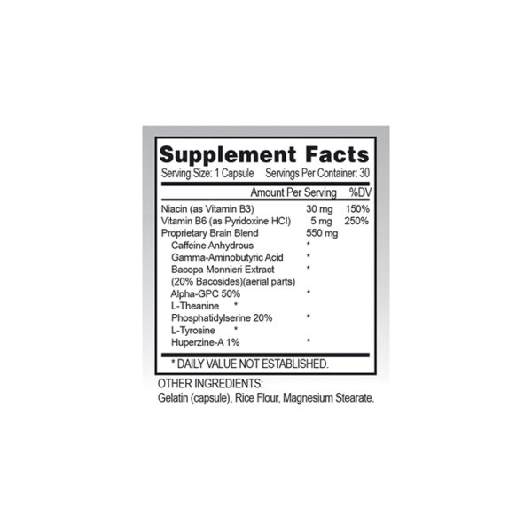 Supplement Facts of Relaxium Focus Max